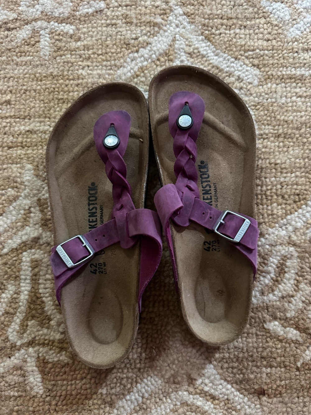 Purple Braided Birkenstock Sandals maroon like new size 42 - Picture 2 of 4